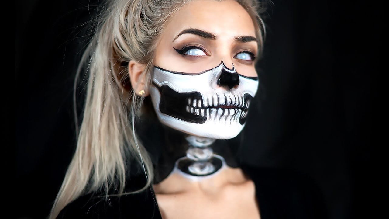 HALF SKULL & EXPOSED SPINE HALLOWEEN MAKEUP TUTORIAL