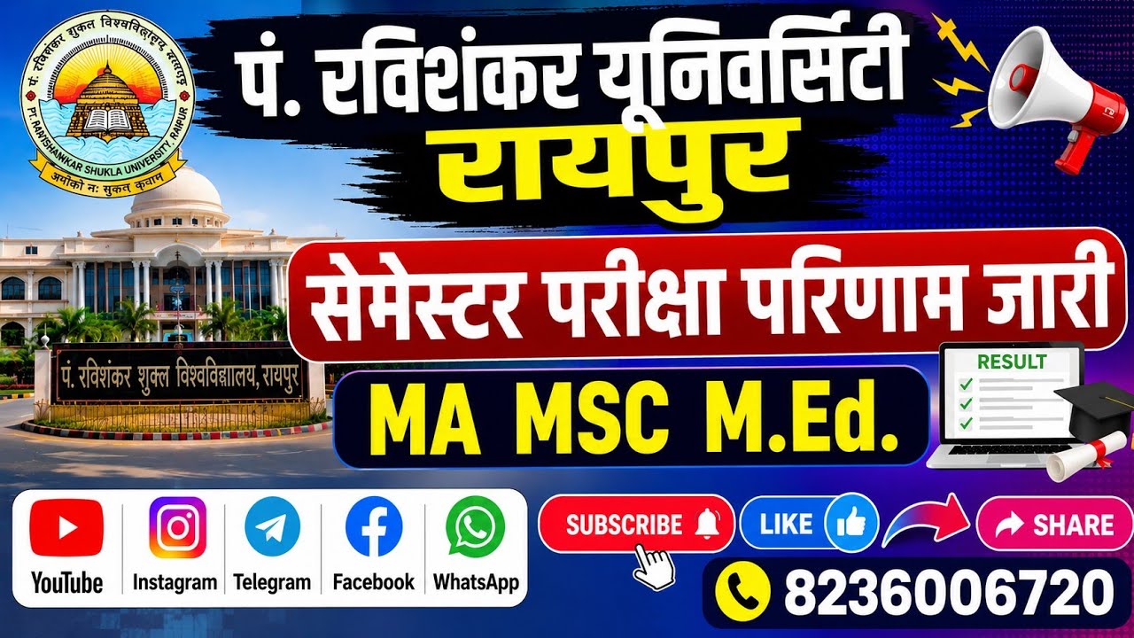 PRSU MA MSC M.ED. Semester Result Declared 