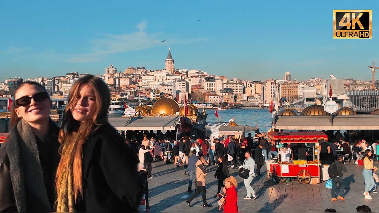 Прогулка в формате 4K по пирсу Эминеню и Галатскому мосту — знаковые виды Стамбула