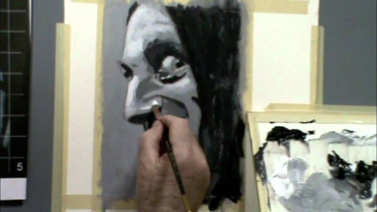 Larry Kitchen Painting Black and White Portrait