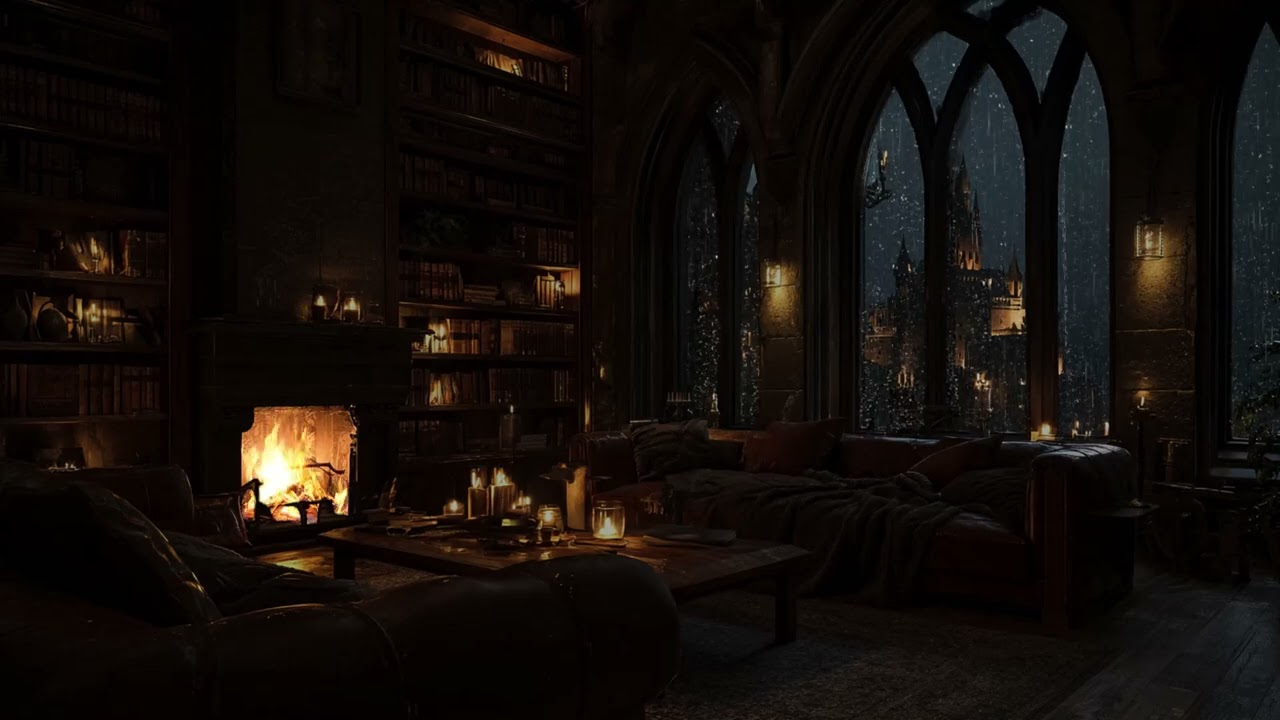 Forgotten Stone Citadel After Dusk | Low Firelight Atmosphere for Deep Mental Unwind