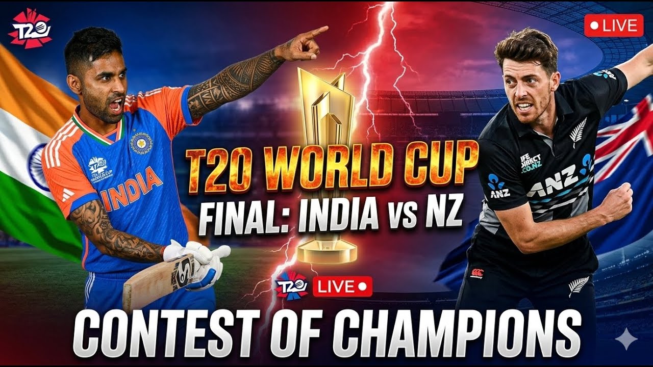 LIVE: India vs New Zealand | T20 World Cup FINAL 🏆 | Surya vs Santner!