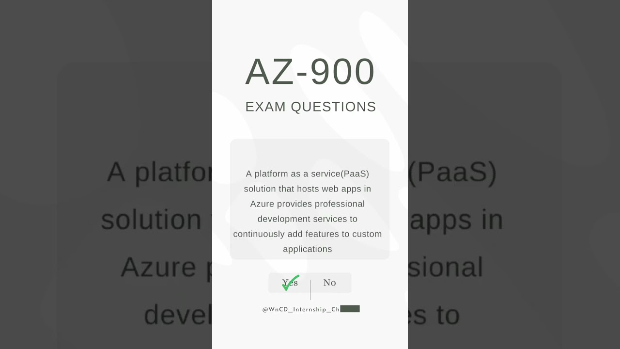 AZ- 900 REAL EXAM QUESTIONS #azure #microsoft #examquestion #question #shorts #viral #trending