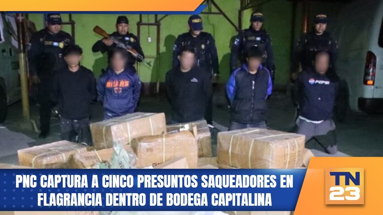 PNC captura a cinco presuntos saqueadores en flagrancia dentro de bodega capitalina