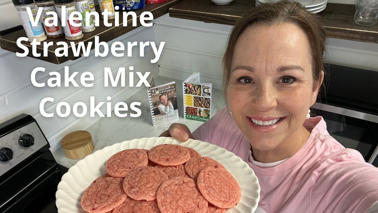 Valentine Strawberry Cake Mix Cookies | Easy Valentine's Day dessert | Pink cookies | Simple recipe