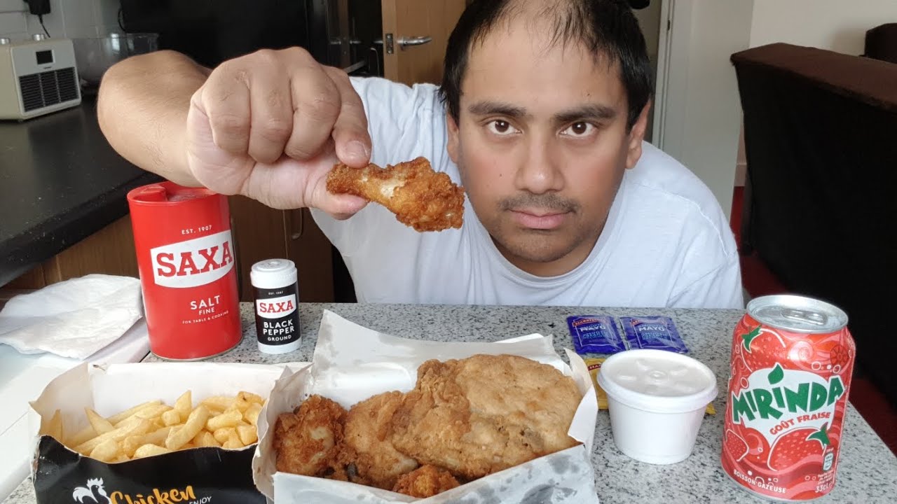 fried chicken and chips - mukbang