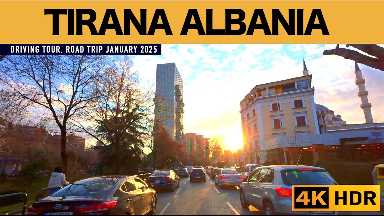 TIRANA, ALBANIA - ROAD TRIP, DRIVING REAL TIME, KRYQYTETI SHQIPTAR [4K HDR]