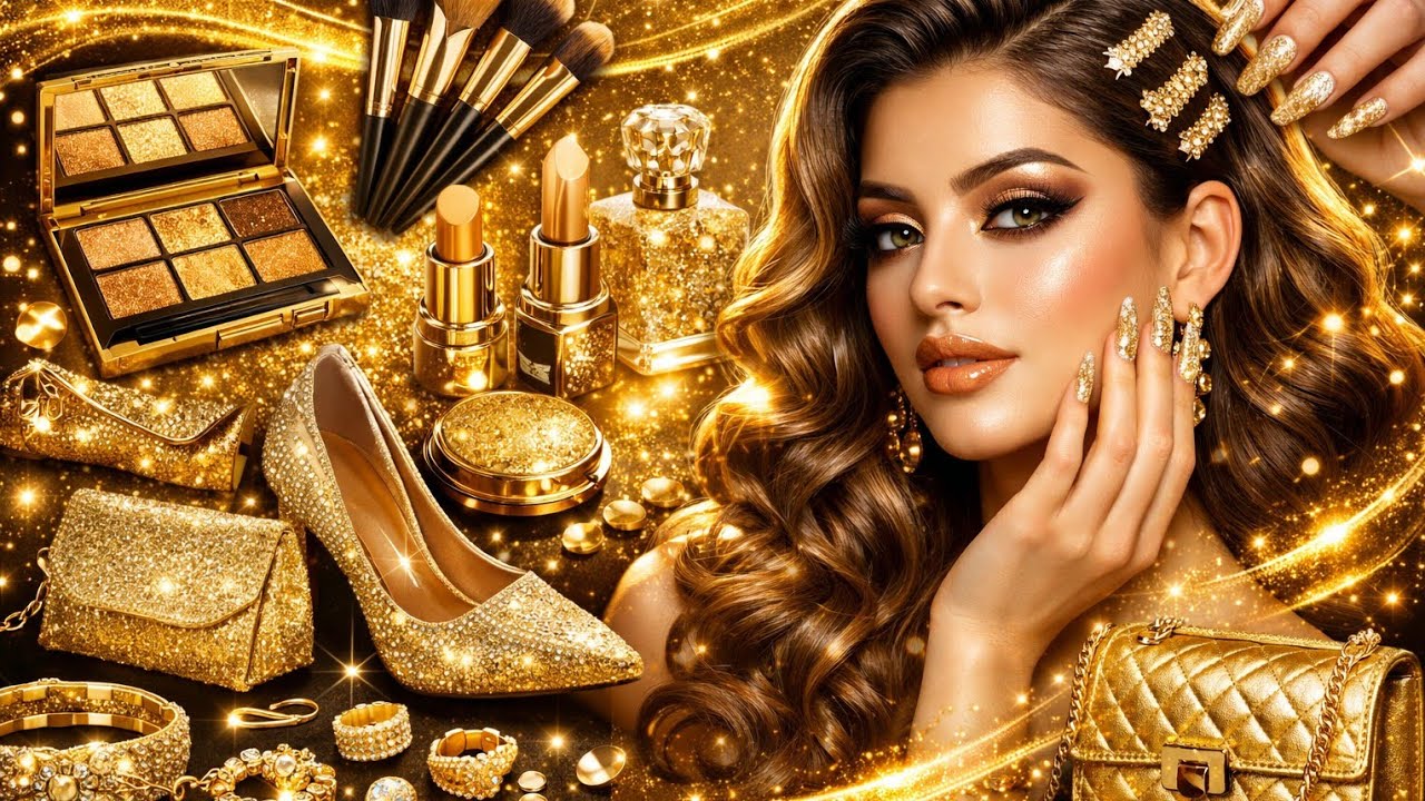 Golden Things Collection ✨ | Golden Makeup, Dress, Heels, Handbag & More 💛 😍 Beauty zone with nasma 