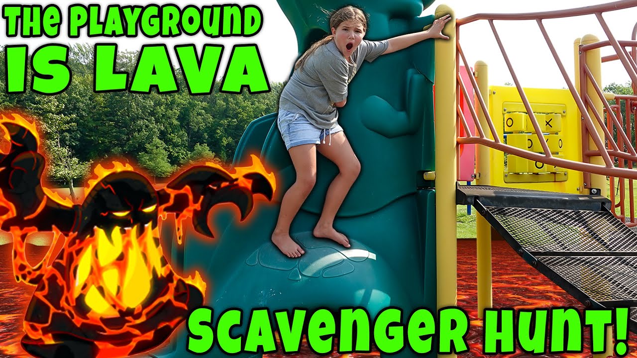 Scavenger Hunt At The Playground! Looking For 5 Surprise And Real Littles! Lava Monster!