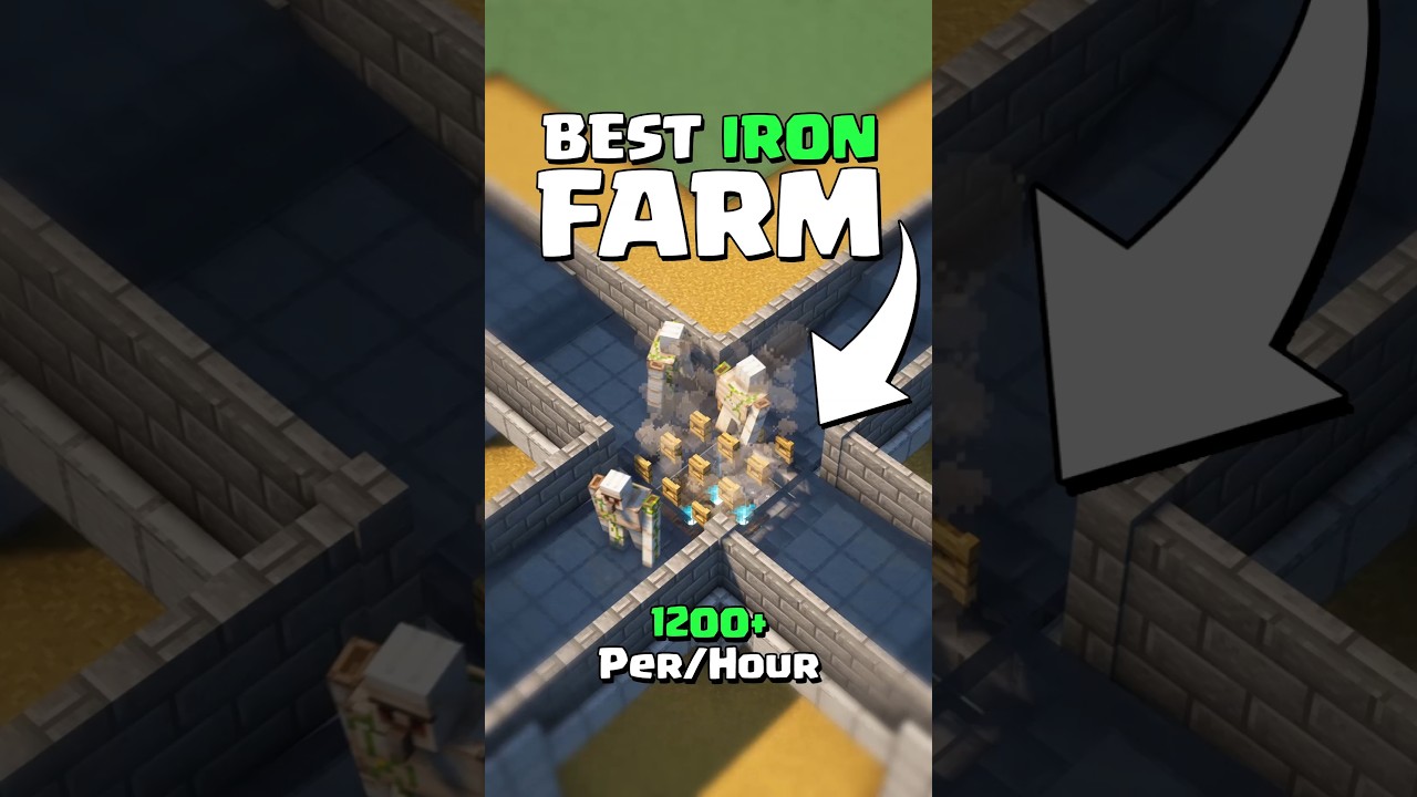 Minecraft Tutorial | BEST! Iron Farm 🚀 ( Java 1.21+ ) #shorts #minecraft