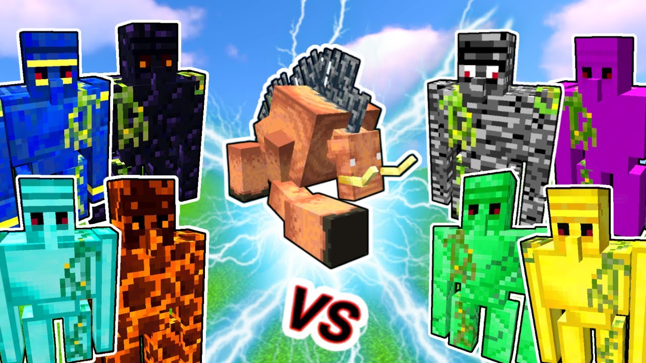 Mutant Hoglin Vs. Extra Golems in Minecraft