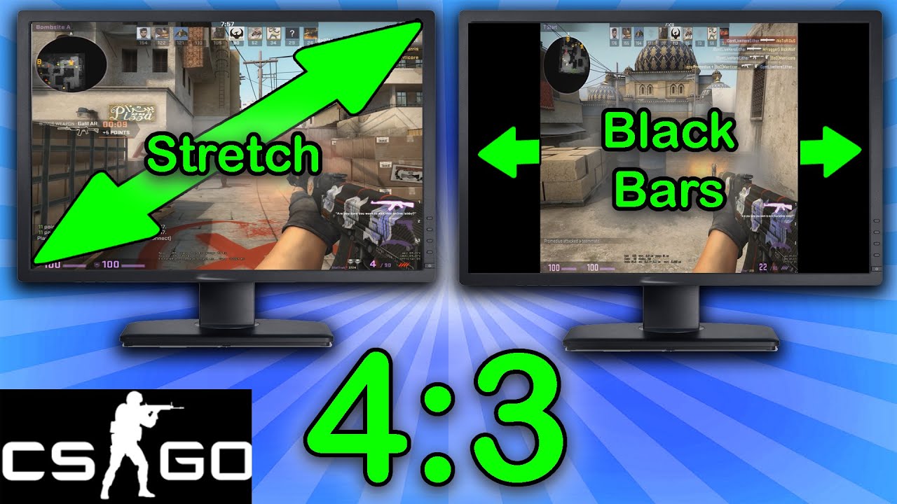 CSGO 4: 3 Учебное пособие по разрешению [растянутые и черные батончики]