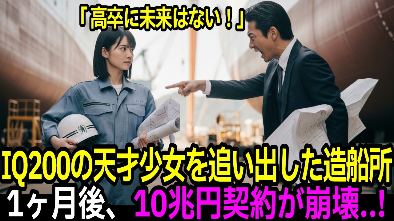 高卒に未来はない！」とIQ200の天才少女を追い出した造船所の会長の息子。1ヶ月後、10兆円契約が破棄され涙の土下座…！【感動する話】【朗読】