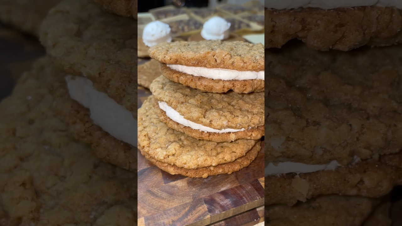 Oatmeal Cream Pies 🤤 Oatmeal Cream Pies 🤤 #baking #bakingrecipe #desserts #foodie #fyp