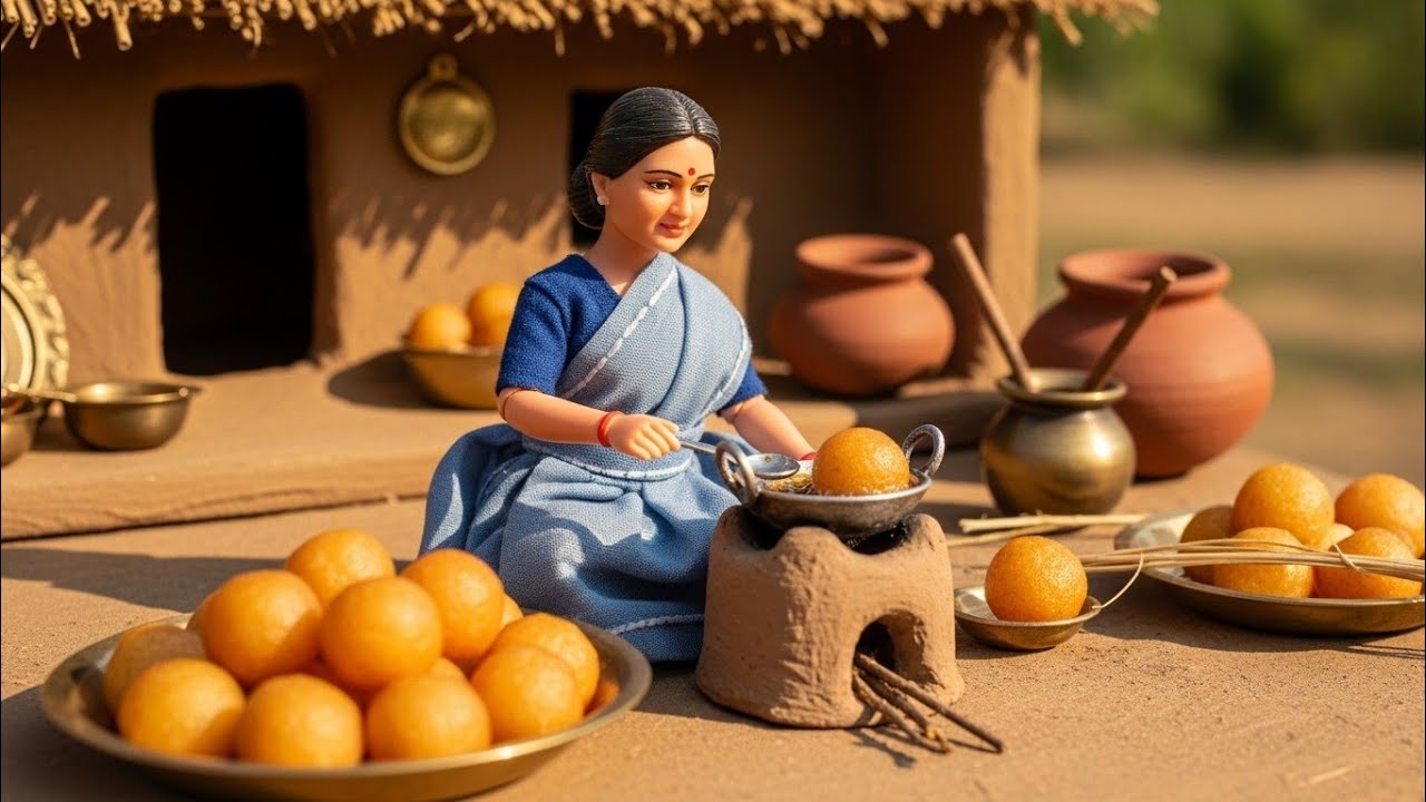 Tiny Doll Cooking Story | Ami Raju Mini Kitchen | Cute Bangla ASMR Video