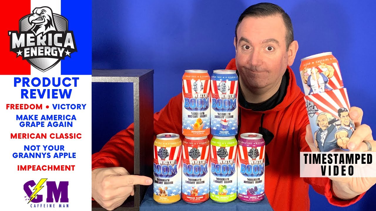 Merica Energy Drink Product Review; Red White & Boom Preworkout Healthy Energy drink