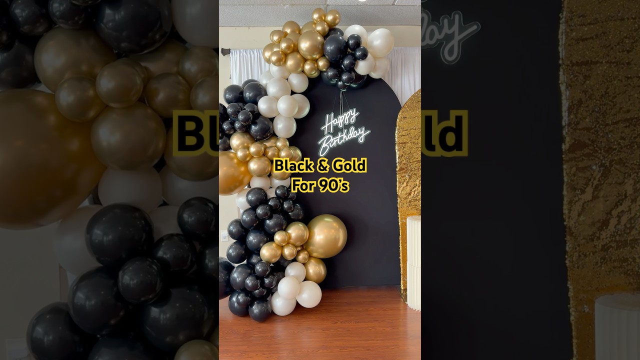Black & Gold for 90th Birthday 😱 #ytshort #shortsfeed #black&gold #birthday #howto #diy #balloons