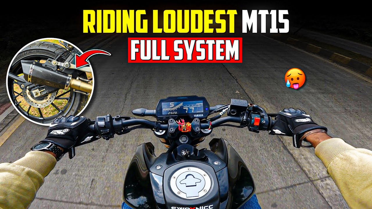 Loudest Yamaha MT 15 Full System Exhaust Ride🥵| Akrapovic Full System Exhaust in MT 15
