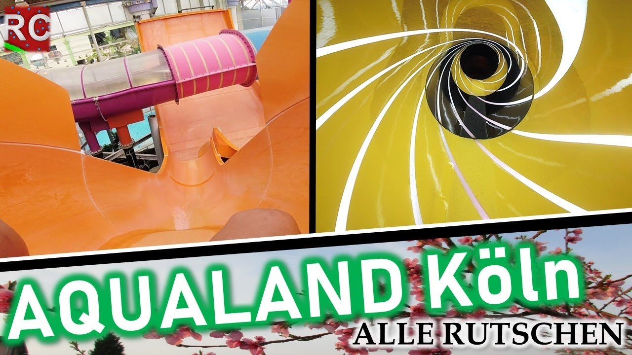 Alle Rutschen im AQUALAND Köln, all slides, tous les toboggans  Onride POV GoPro