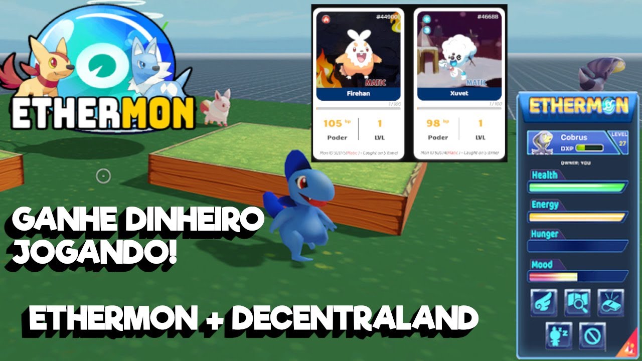 NOVO JOGO GRATIS PARA FAZER DINHEIRO! ETHERMON EM PARCERIA COM DECENTRALAND! 2D e 3D
