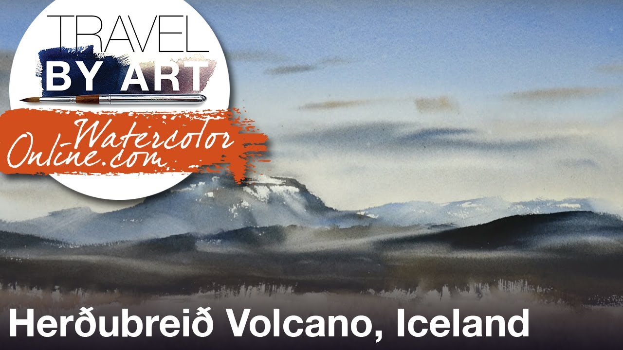 #167 Travel By Art, Ep. 39: Herðubreið Volcano, Iceland (Watercolor Landscape Tutorial)