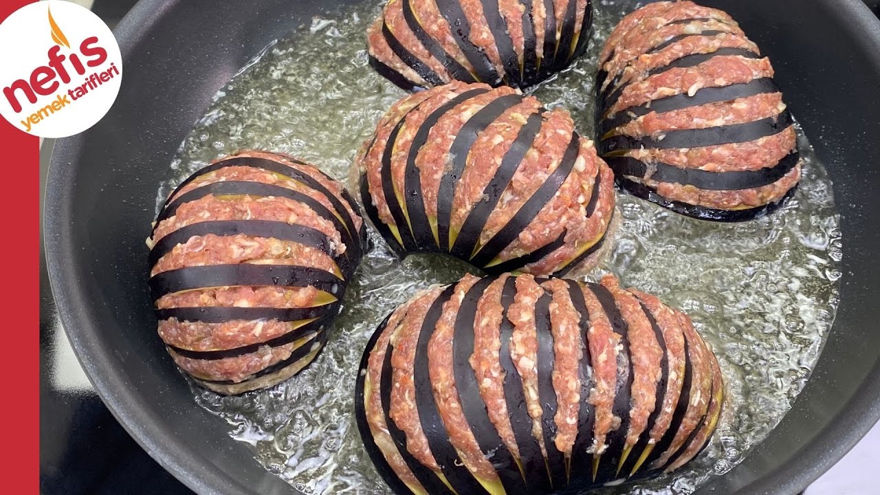 2 Patlıcanla Bir Tepsi Dolusu Patlıcan Kebabı 💯 Yelpaze Patlıcan Kebabı