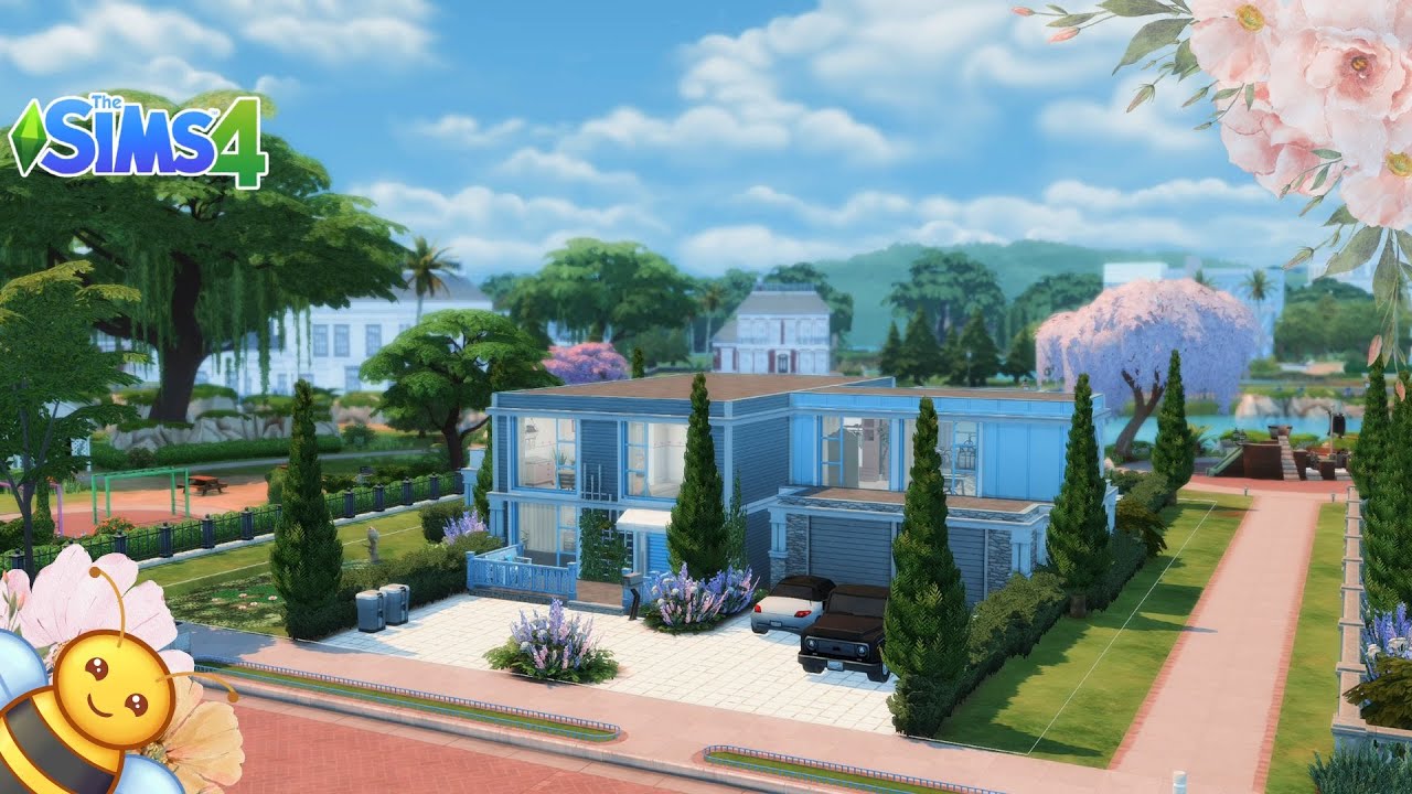 🏡🤩A Blue Two-Story Modern Living🤩🏡 | The sims 4 | No CC | Speed Build