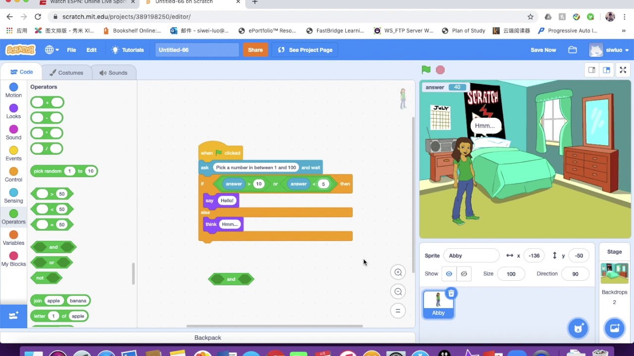 AND, OR, NOT Logic in Scratch