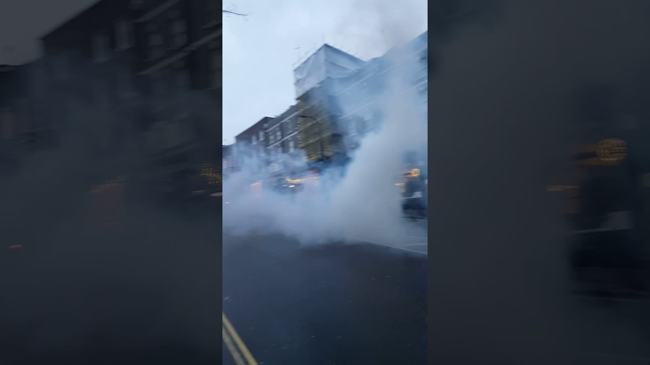 Smoke from a school minibus 2