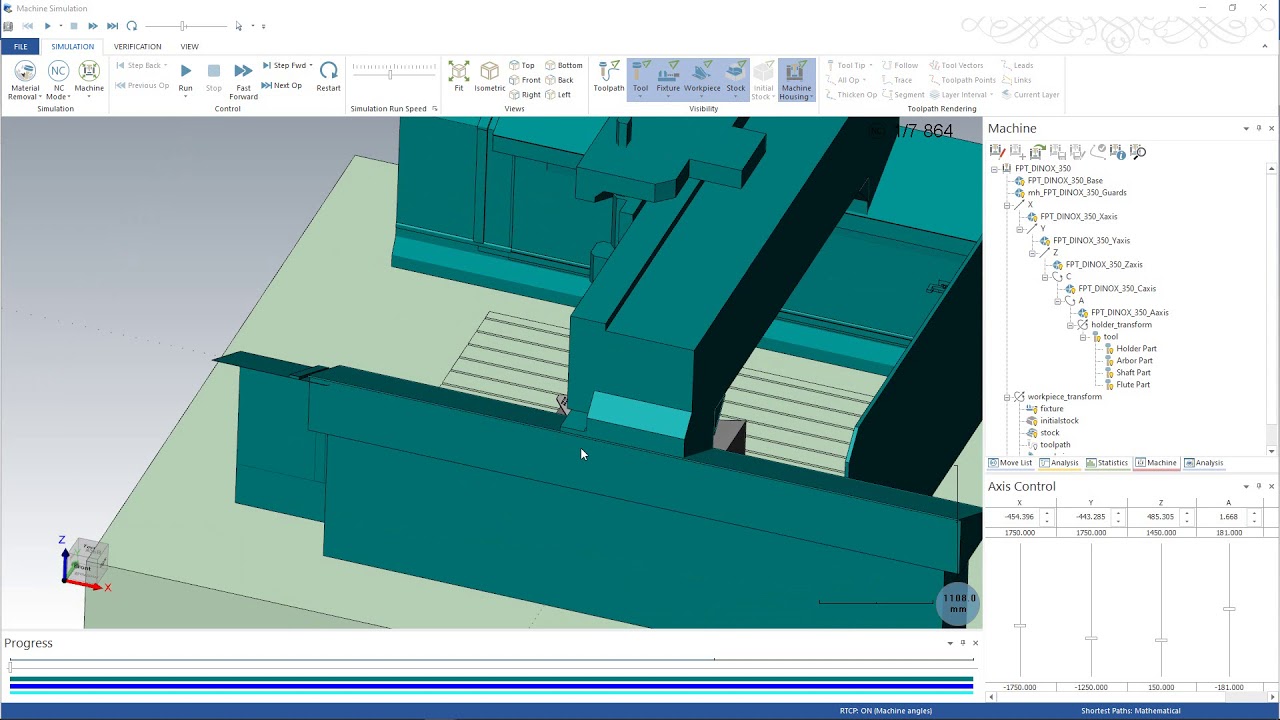 Mastercam Machine Simulation FPT 5 Axis machine