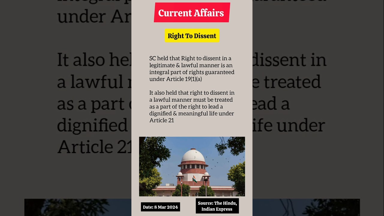 Right To Dissent - 8th March 2024 Current Affairs