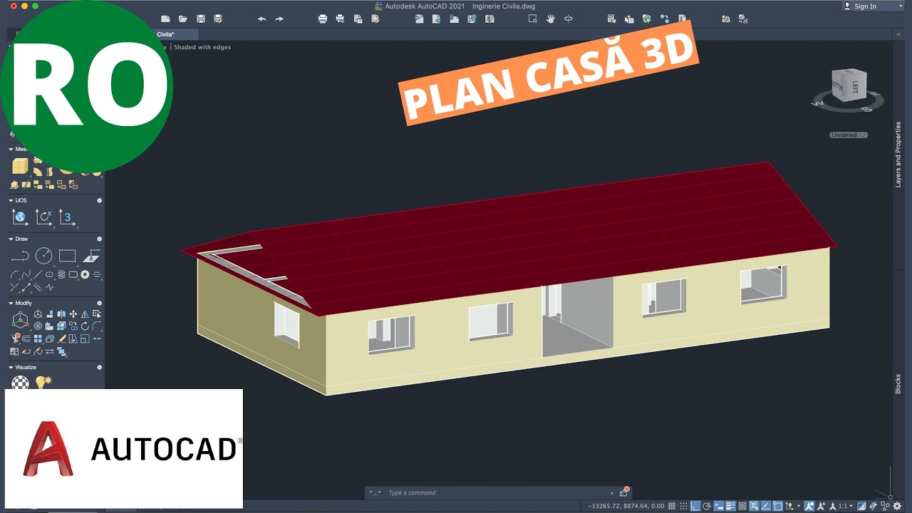 AutoCAD 3D | Cum să desenezi o Casă 3D | Repede și Ușor