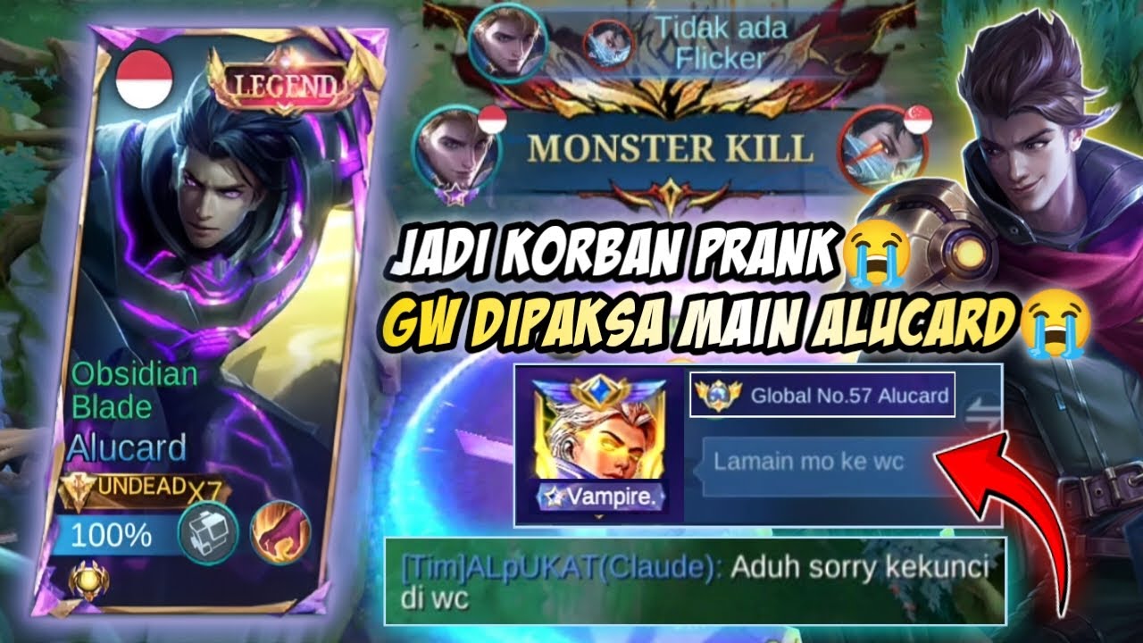 NGAKAK SUMPAH! GW JADI KORBAN PRANK TOP GLOBAL ALUCARD! MINTA TUKAR MALAH DIA NYA AFK KE WC😭 | MLBB