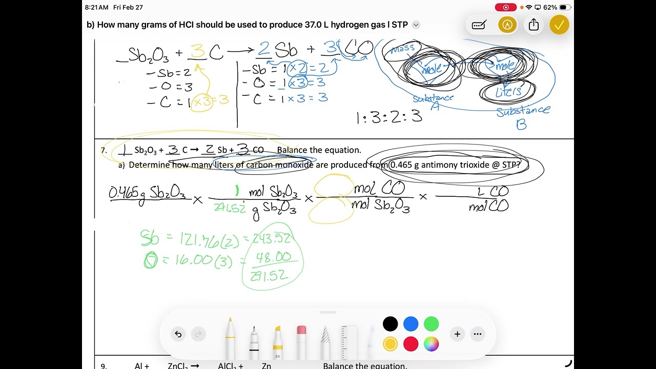 #7 on Stoichiometry Worksheet #2