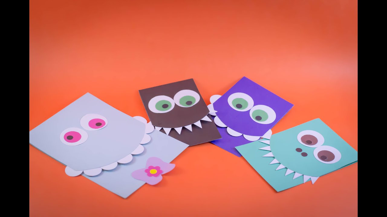 Tutorial: tarjetas scrapbook de monstruo faciles DIY easy monster card