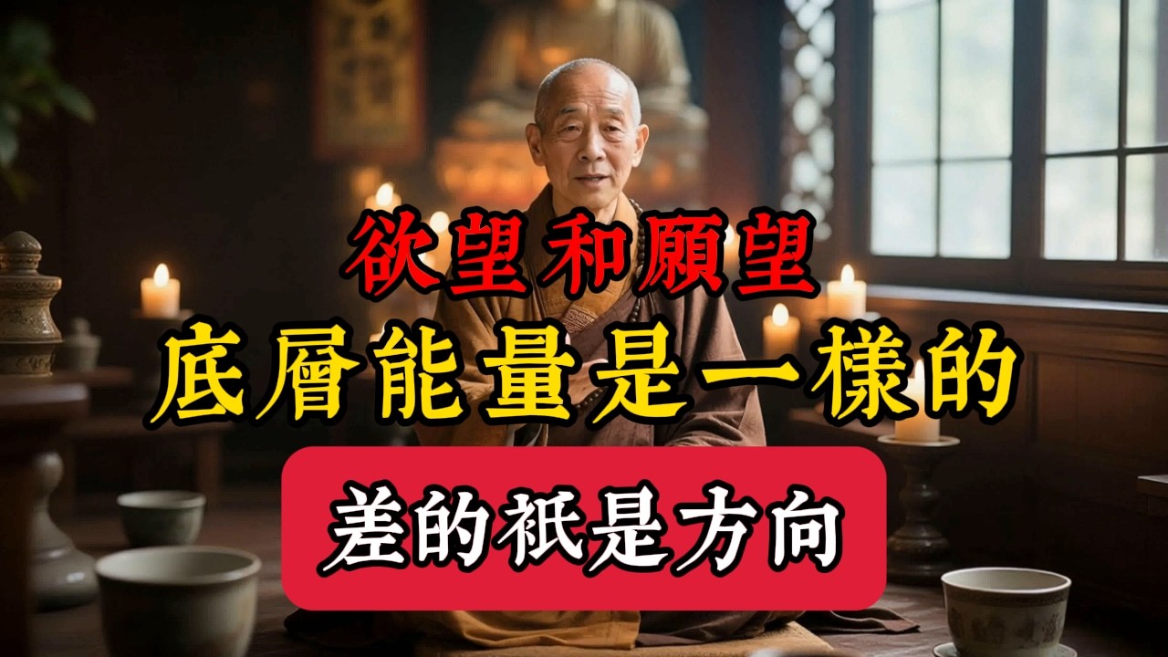 慾望和願望，底層能量是一樣的，差的只是「有沒有我」。#佛學 #因果# 慾望 #能量# 改命 #轉運# 阿賴耶識 #如來藏# 內耗 #焦慮# 煉精化氣 #道家智慧# 磁場 #覺知# 心安