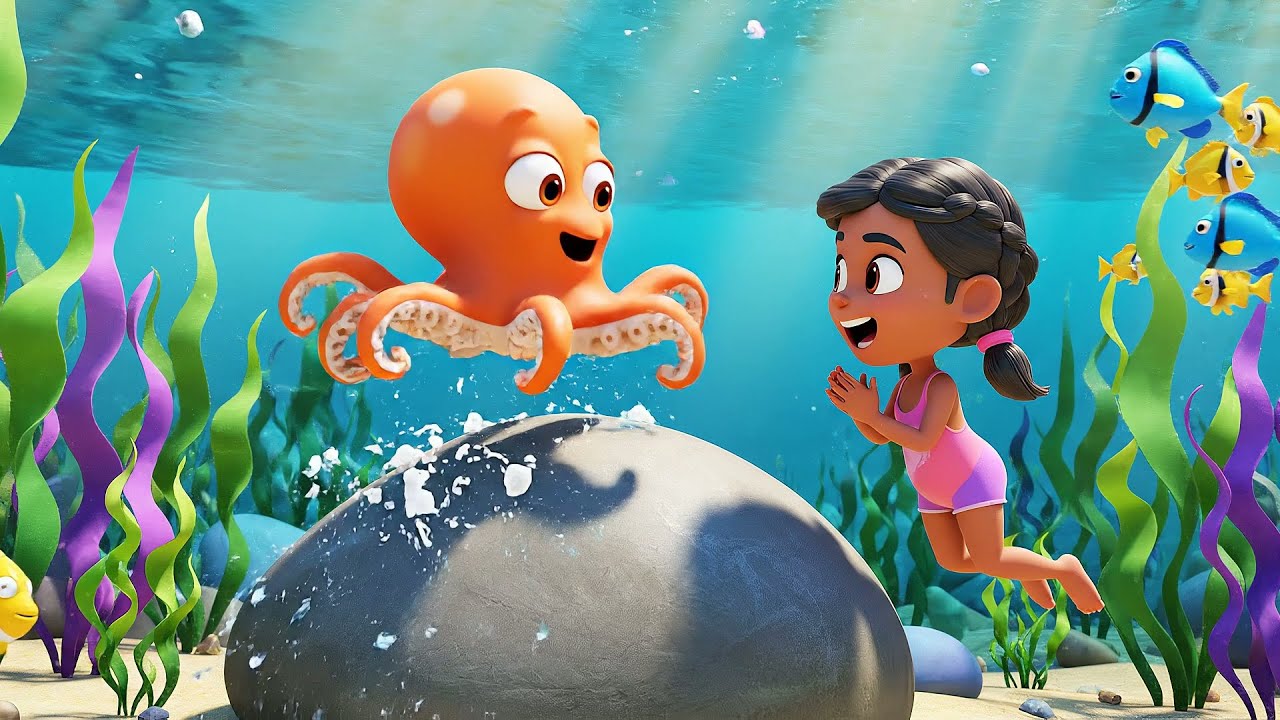 Cinco Pequeños Pulpos Ola, Ola, Ola | Rimas Infantiles y Canciones para Niños