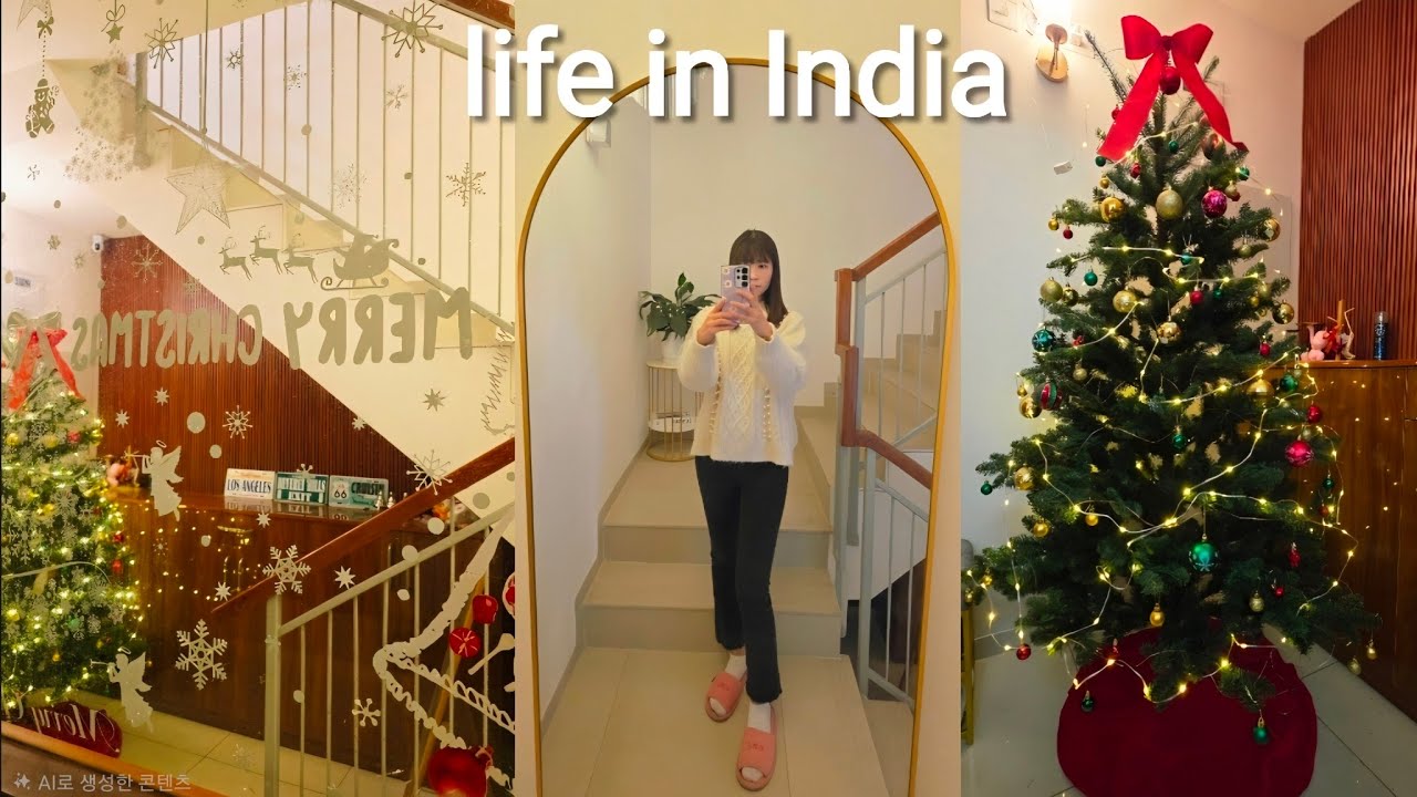 Korean life in India 🇮🇳 | French toast recipe, Christmas home decor , Aesthetic Vlog 
