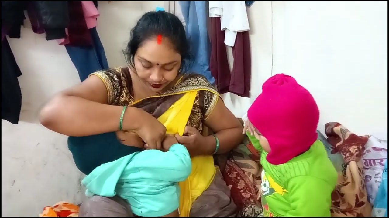 रियांश को देखकर रिया भी रोने लगी | Twins Baby Breastfeeding Vlog 2026 | cute family morning vlog 