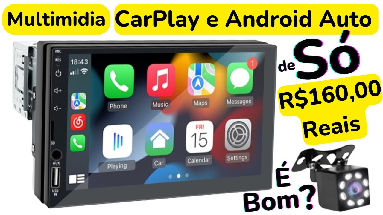 Central Multimídia barata para qualquer carro Carplay Android Auto universal 1 din com espelhamento