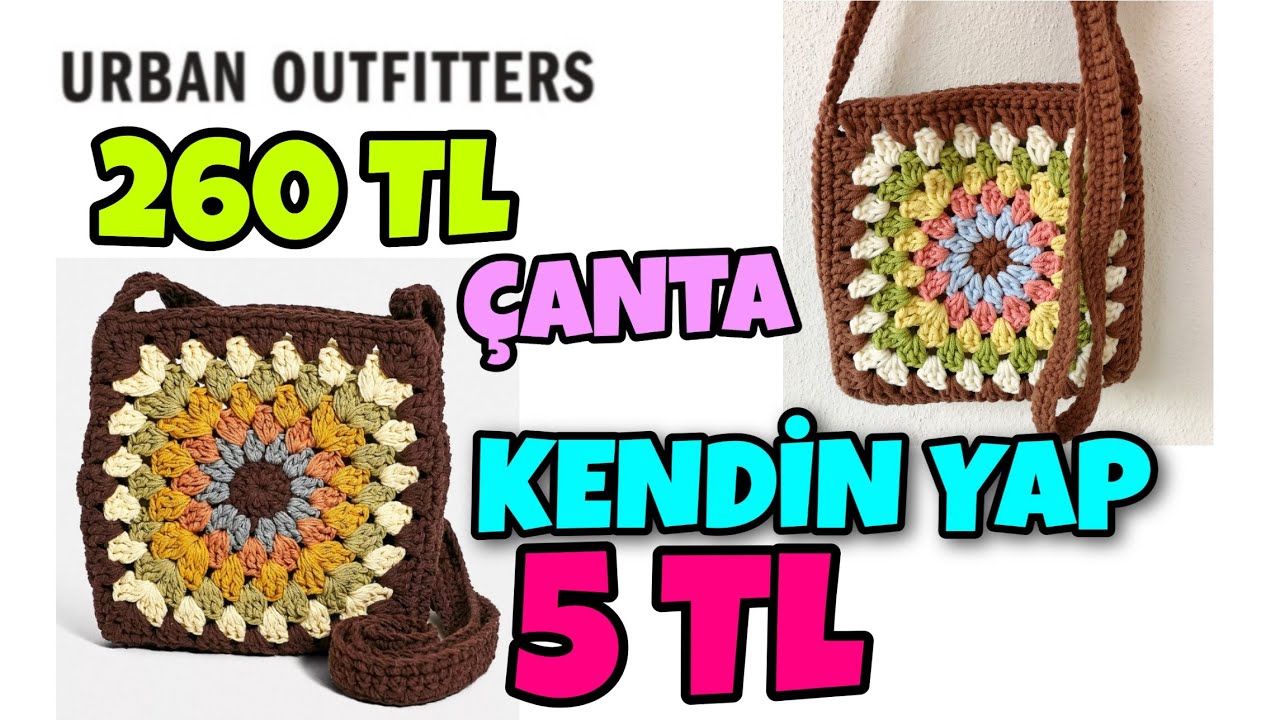 260'TL LİK URBAN OUTFITTERS ÇANTAYI 5 TL YE YAPTIM | Herkes Yapabilir Çok Kolay | Crochet Bag