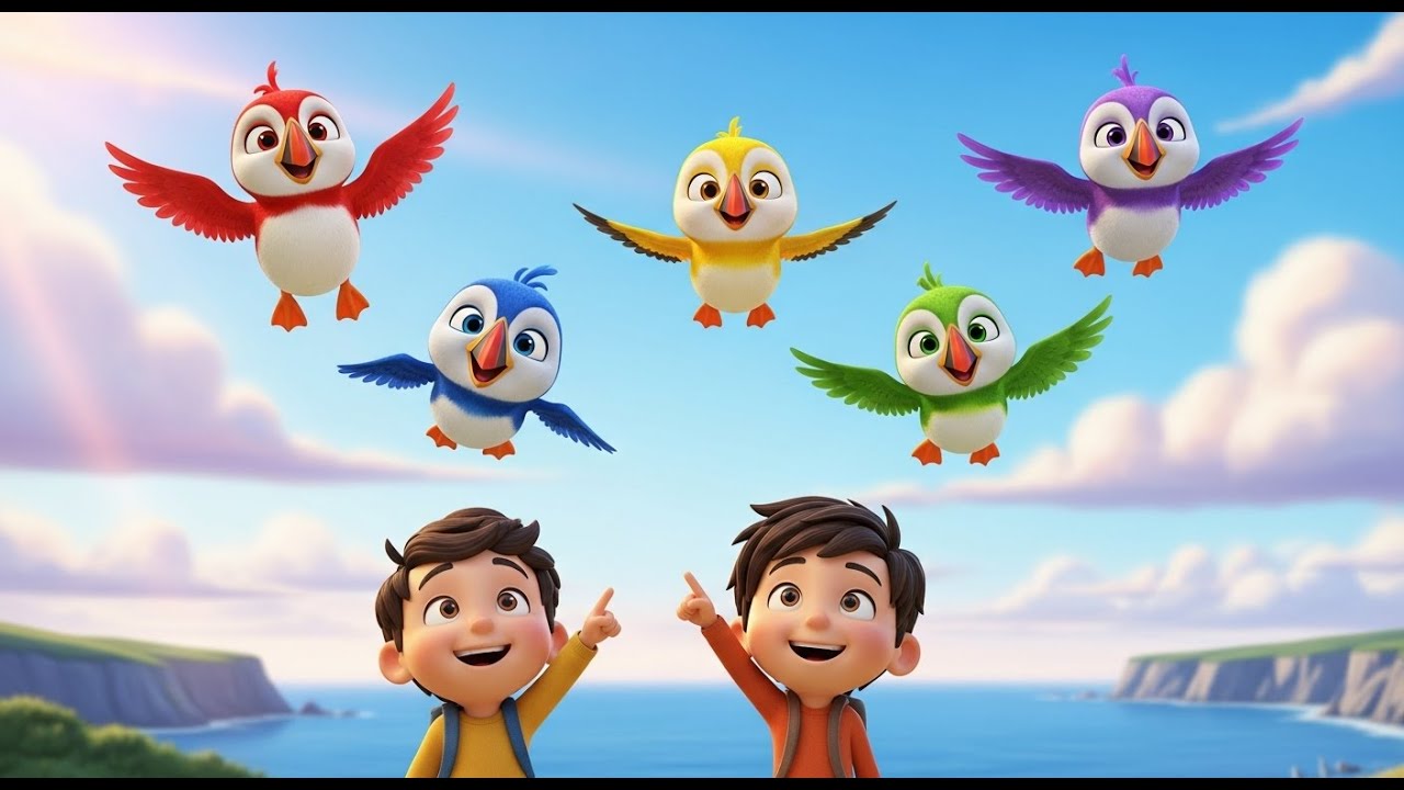 Cinco pequeños frailecillos vuelan, vuelan | Canciones de Aves y Rimas Infantiles