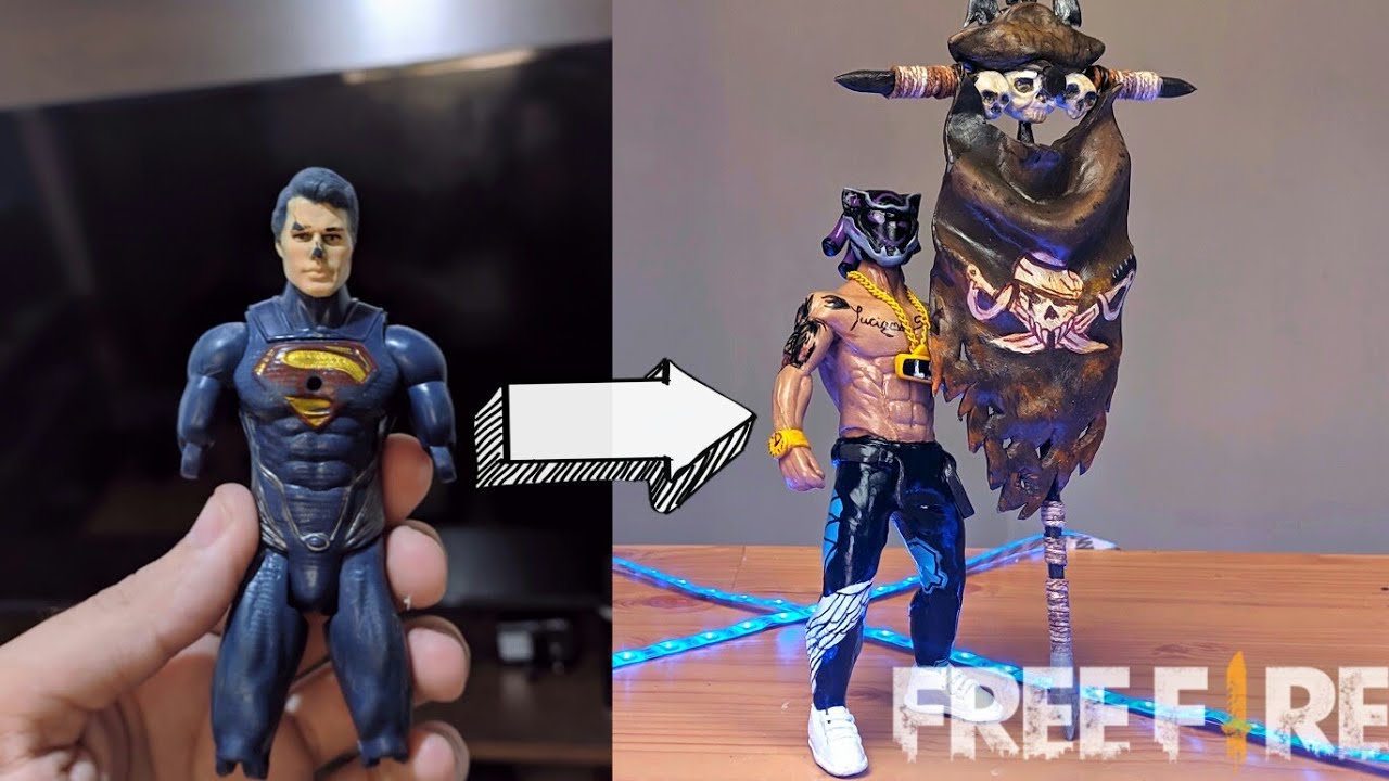 TRANSFORMANDO BONECO DE CAMELÔ EM SKIN DE FREE FIRE - Escultura de plastilina // Gambar Free Fire