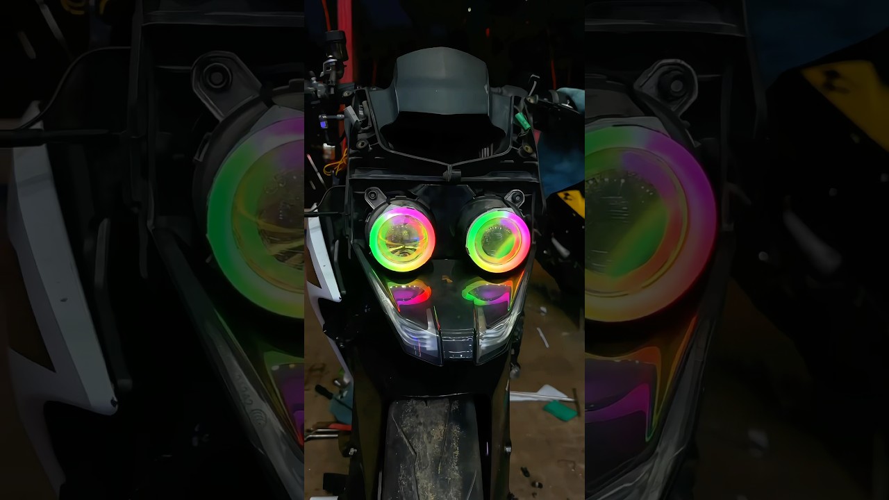 KTMRC390 RGB RING LIGHT🚀#ktm #ktmrc390 #ktmmodification #shorts #shortvideo #ytshorts #ktmrc #bike