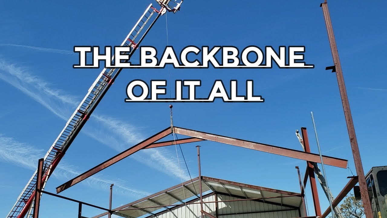 Steel Barn Workshop Center Truss Fabracation and Lifting in Place
