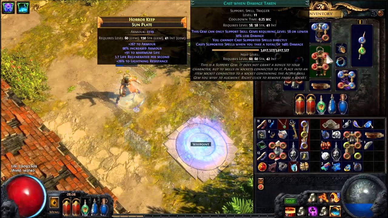 Path of Exile: Caster physical Reduction Tips