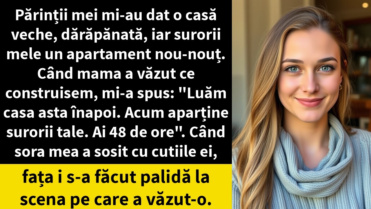 Părinții mei mi-au dat o casă veche, dărăpănată, iar surorii mele un apartament nou-nouț.