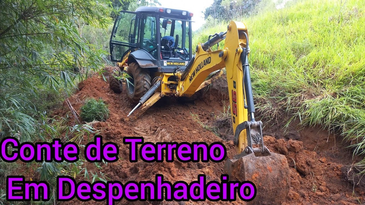 Corte de Terreno em Despenhadeiro com a Retroescavadeira NEW HOLLAND B95B. #newhollandtractor