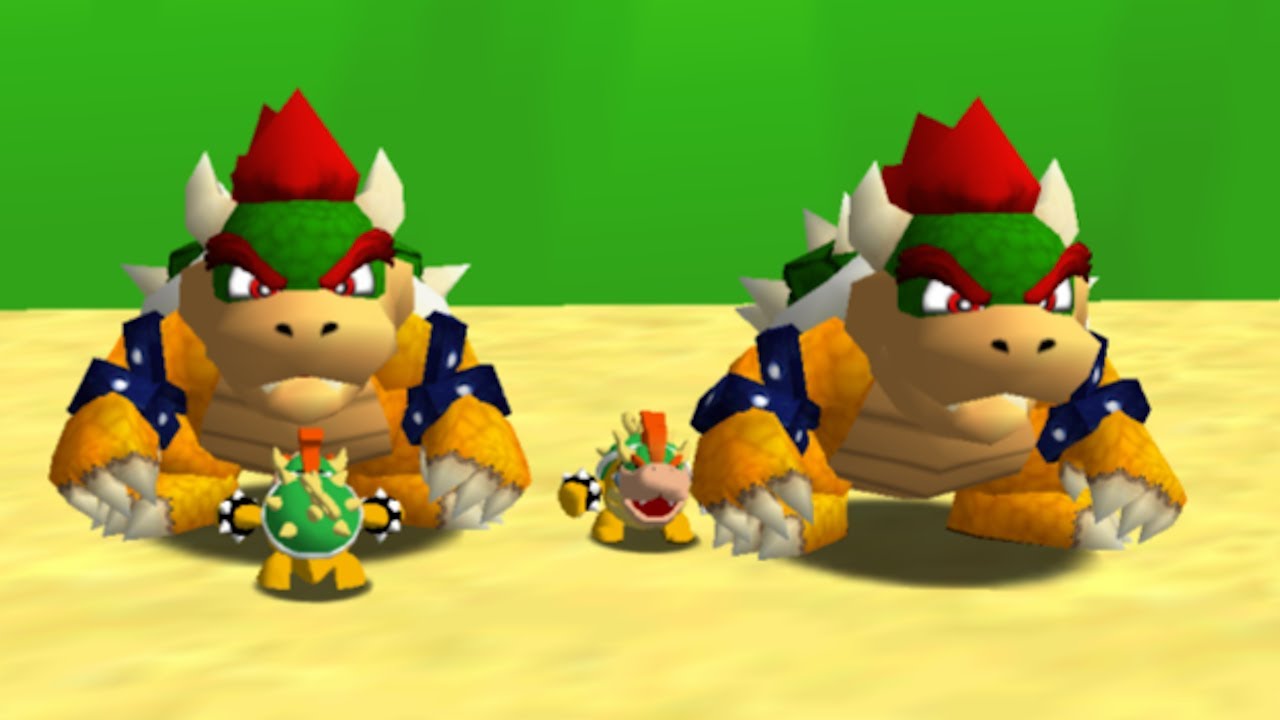 Bowser with Mini Bowser in Mario 64 (2 Players) - Full Game 100% Walkthrough