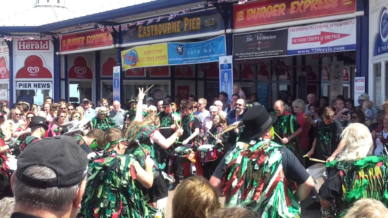 Pentacle Drummers Olympic Torch day in front of the Eastbourne  Pier